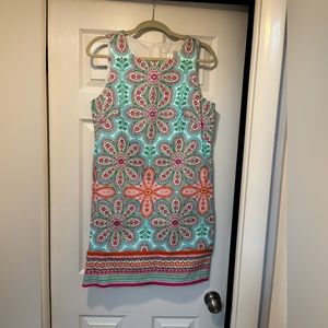 London Times sleeveless patterned mini dress